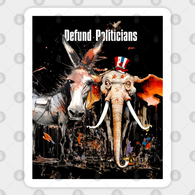 Defund Politicians on a dark (Knocked Out) background Sticker by Puff Sumo